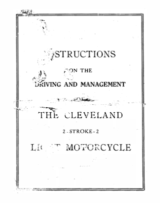 1915 Cleveland RS25 Instructions on Driving and Management of the Cleveland 2 Stroke 2 Light Motorcycle Pocket Size [25] Manual