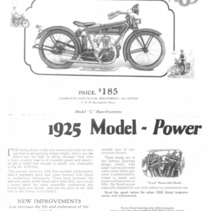 1925 Indian RS412 Clippings from Indian Catalog with some bike specifications A1b [412] Manual