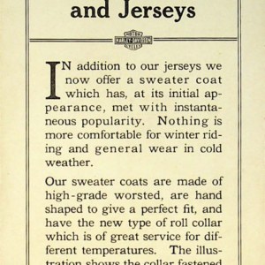1912 H RS603 D Harley Davidson Sweaters Coats and Jerseys Pamphlet [603] Manual