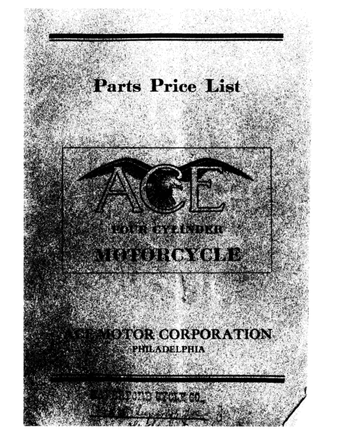 1920-1922 Ace RS7 Ace Four Cylinder Motorcycle Parts List [7] Manual