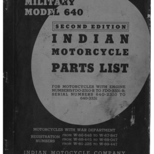 1940 Indian RS519 Military Model 640 Second Edition Indian Motorcycle Parts List A1b [519] Manual