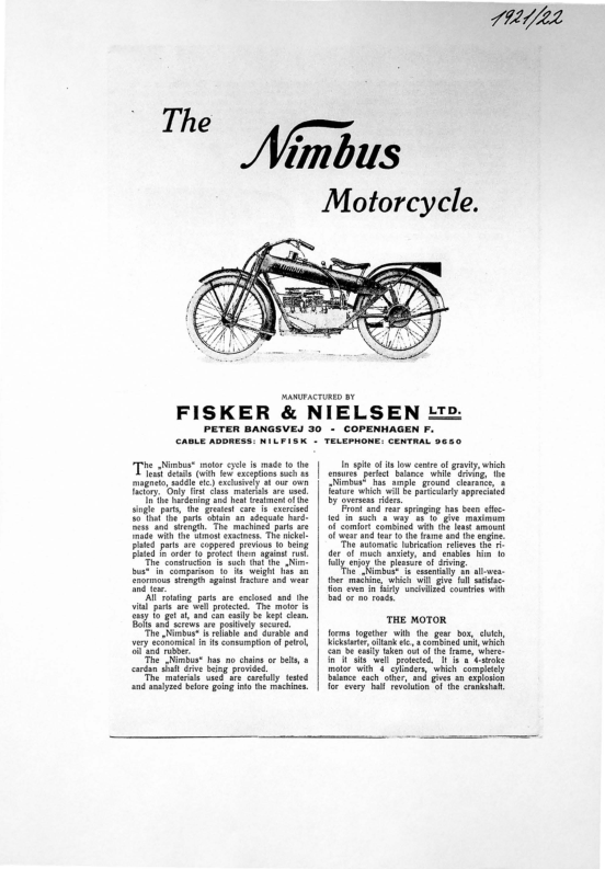 1921-1922 Nimbus RS650 Sales Brochure [650] Manual