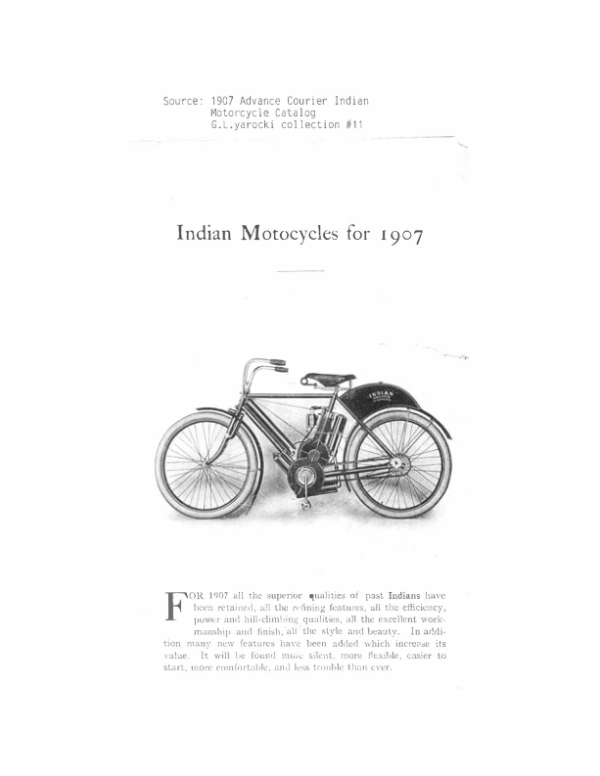 1907 Indian RS328 Clippings from the Indian Motocycle Brochure A1b [328] Manual