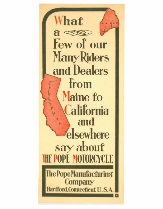 1912 Pope RS152 Pope Motorcycles Brochure [152] Manual