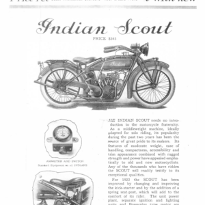 1922 Indian RS398 Clippings from Indian Sales Catalog with some bike specifications A1b [398] Manual