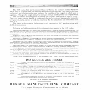 1917 Indian RS371 Clippings from Indian Sales Catalog with some bike specifications A1b [371] Manual
