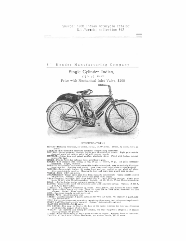 1908 Indian RS330 Clippings from the Indian Motocycle Brochure A1b [330] Manual