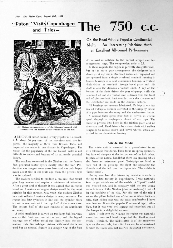 1939 Nimbus RS658 Road Test Article English [658] Manual