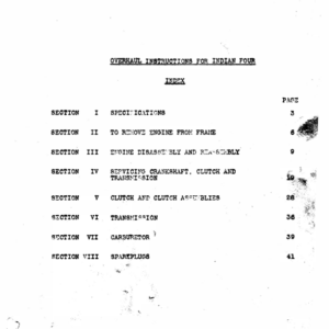 1928 Indian RS442 Overhaul Instructions for Indian Four and illegible copies of Quick Shot Bulletins A1b [442] Manual