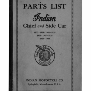 1922-1930 Indian RS402 Parts List Indian Chief and Side Car A1b [402] Manual