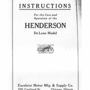 1922 Henderson RS171 Instructions for the Care and Operation of the Henderson DeLuxe Model upload [171] Manual