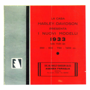 1933 H RS269 D Harley Davidson Brochure in Italian A1b [269] Manual