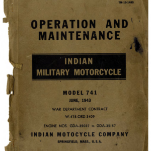 1943 Indian RS536 Operation and Maintenance for Indian Military Motorcycle Model 741 A1b [536] pdf Manual