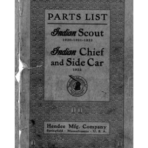1920-1922 Indian RS392 Parts List Indian Scout Indian Chief and Side Car A1b [392] Manual