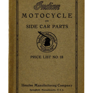 1918 Indian RS382 Indian Motocycle and Side Car Parts List No 18 A1b [382] Manual