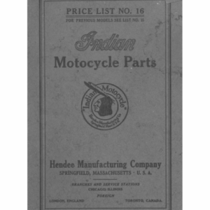 1916 Indian RS366 Indian Motocycle Price List No 16 A1b [366] Manual