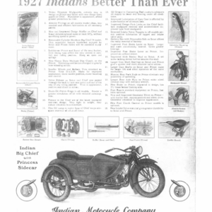 1927 Indian RS423 Clippings from Indian Sales Catalog with some bike specifications A1b [423] Manual