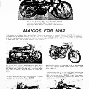 1962 Maico RS808 Model sheet [808] Manual