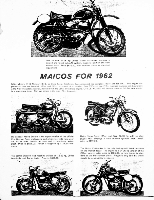 1962 Maico RS808 Model sheet [808] Manual