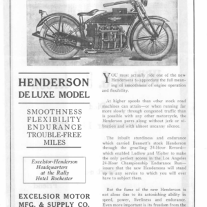 1922 Henderson RS172 Motorcycling and Bicycling ad Henderson DeLuxe Model upload [172] Manual