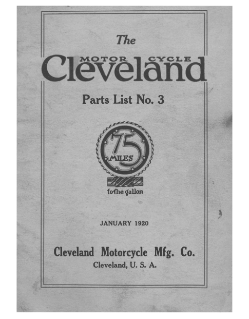 1920 Cleveland RS28 The Cleveland Motorcycle Parts List No 3, January [28] Manual