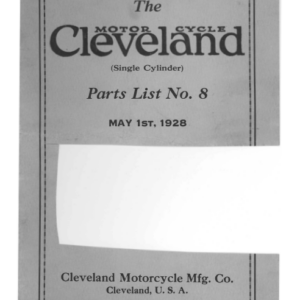 1928 Cleveland RS35 The Cleveland Motorcycle Single Cylinder Parts List No 8, May 1, [35] Manual