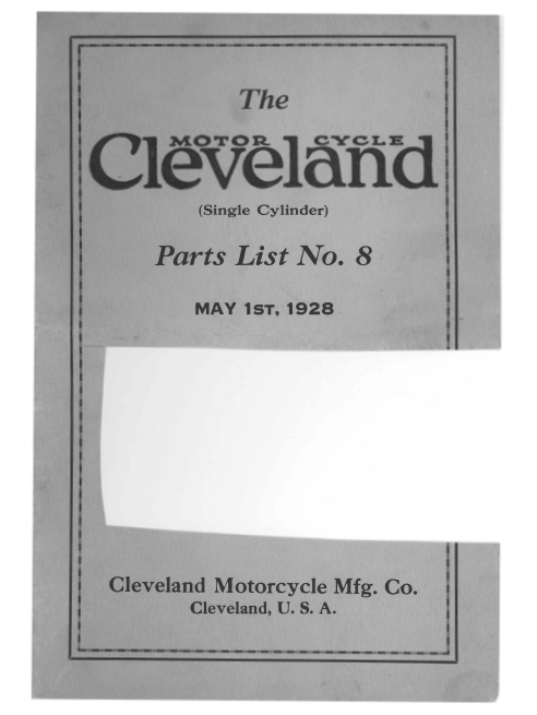 1928 Cleveland RS35 The Cleveland Motorcycle Single Cylinder Parts List No 8, May 1, [35] Manual