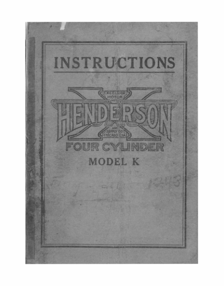 1920 Henderson RS168 Instructions for Care and Operation of the Henderson Model K upload [168] Manual