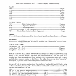 1948-1952 Indian RS552 Indian Verticals Document Listing from Collection of George L Yarocki A1b [552] Manual