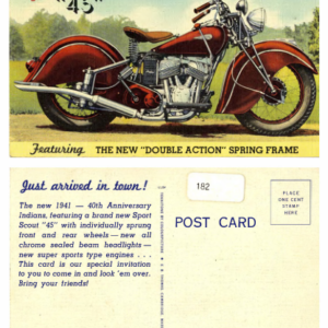 1941 Indian RS521 Indian 45 Scout Postcard A1b [521] Manual