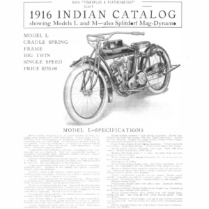 1916 Indian RS364 Clippings from Indian Sales Catalog with some bike specifications A1b [364] Manual