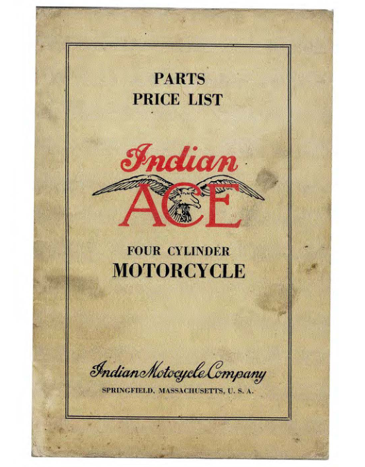 1927 Ace RS15 Parts Price List Indian Ace Four Cylinder Motorcycle 1927B [15] Manual