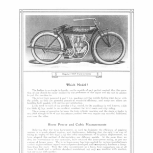 1911 Indian RS344 Clippings from Indian Sales Catalog with some bike specifications A1b [344] Manual