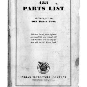 1932 Indian RS474 433 Parts List Supplement to 403 Indian Parts List A1b [474] Manual