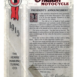1913 Indian RS352 The Indian Motocycle Presidents Announcement A1b [352] Manual