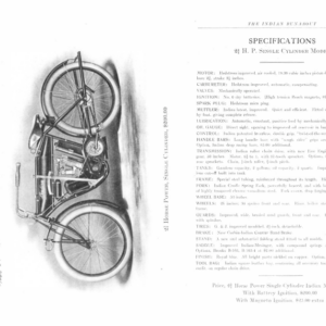 1910 Indian RS342 Clippings from Indian Sales Catalog with some bike specifications A1b [342] Manual