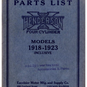 1918-1923 Henderson RS165 Parts List Henderson Four Cylinder Models Inclusive upload [165] Manual