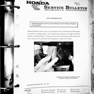 Honda RS943 Bulletins 60s 70s [943] Manual