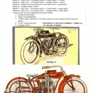 1916 Indian RS362 Indian Catalog Supplement Models F, G, L, and M and Electrics Judging Tips A1b [362] Manual